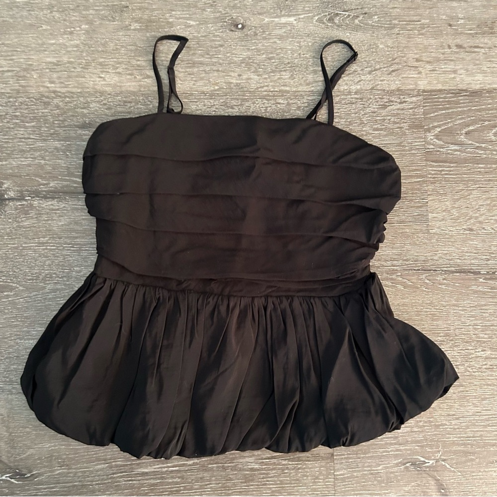 NWT Small A New‎ Day Black Ruffle Spaghetti Strap Top